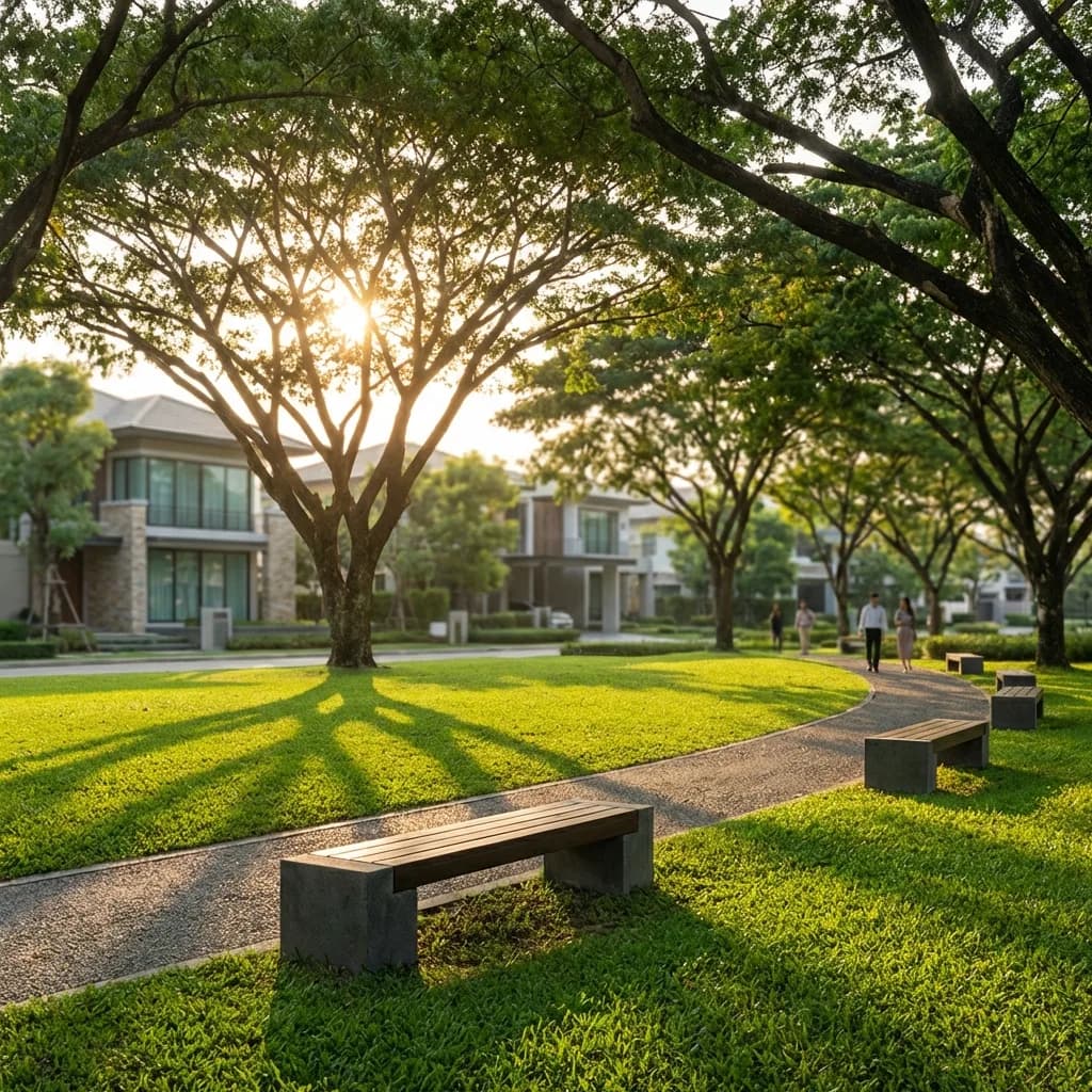 An evening in the community park at Banani DOHS